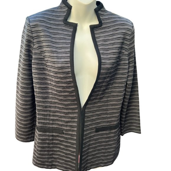 Ming Wang NWT Tailored Fit Spreading Hope Long Sleeve Sweater Grey & Black Sz XS - Picture 1 of 12